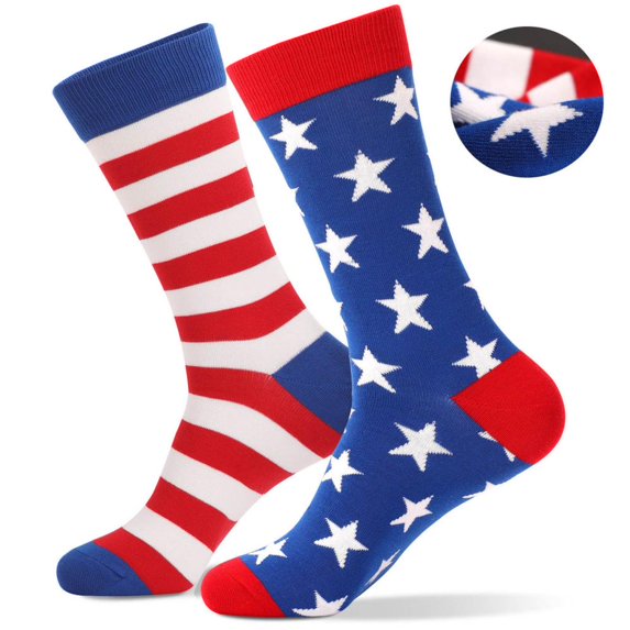 Bxsruta Men‘s Independence Day Novelty Socks Comfortable Breathable Mid Length Crew Socks for Daily Wear