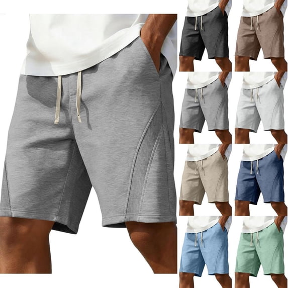 Bxsruta Men's Lightweight Drawstring Athletic Shorts Nylon Spandex Blend with Pockets for Casual Wear and Workout