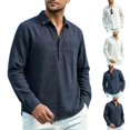 thumbnail image 1 of Bxsruta Men's Long Sleeve Half Button Shirt Collared Top with Chest Pocket Casual Daily Wear, 1 of 8