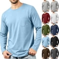 thumbnail image 1 of Bxsruta Men's Long Sleeve T Shirt Crew Neck Pocket Tee Casual Everyday Work Tops, 1 of 7