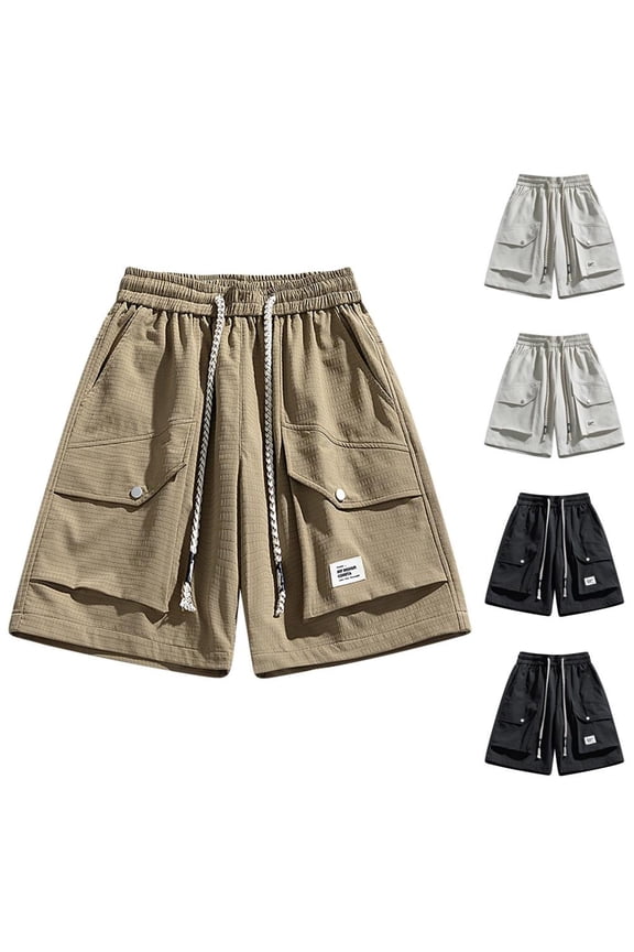 Men's Multi-Pocket Workwear Shorts for Outdoor and Casual Wear, Soft 100% Polyester Comfort Fit Daily Shorts