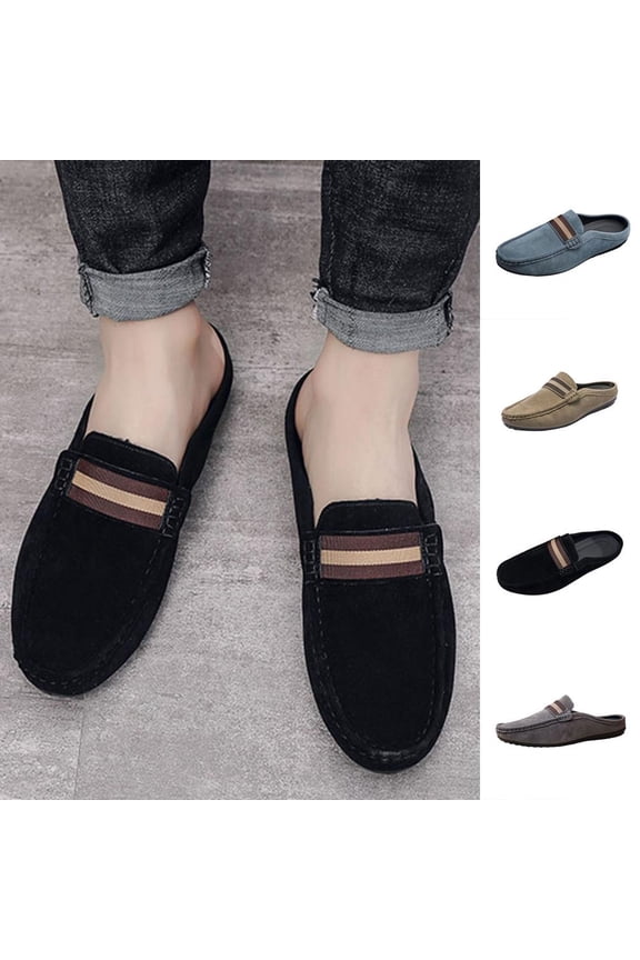 Men's Plus Size Breathable Casual Loafers, Slip-On Mule Slippers with Soft Sole for Everyday Comfort and Driving