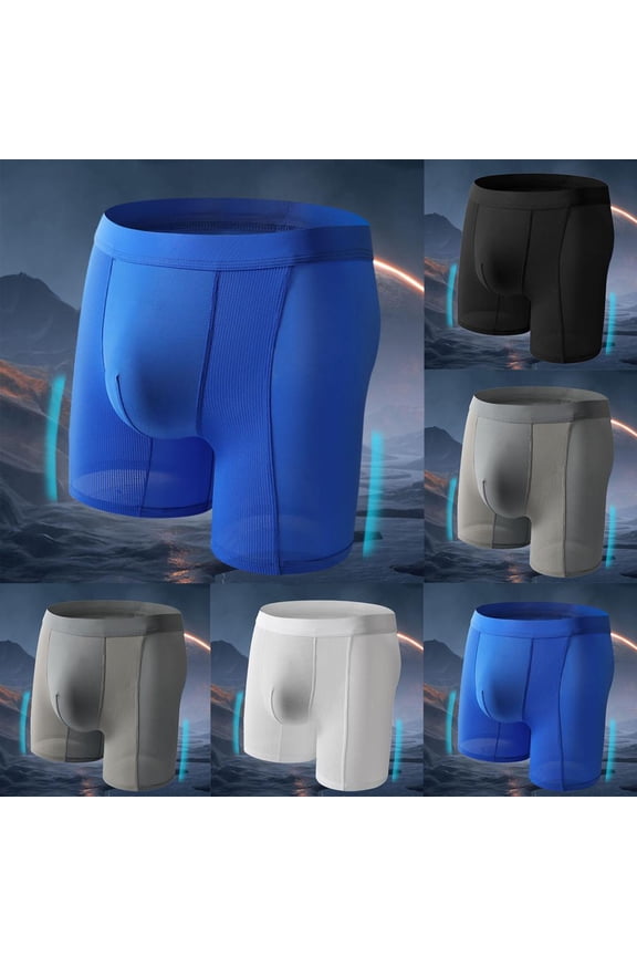 Men's Quick Dry Athletic Boxer Briefs Long Leg Performance Underwear Ice Silk Breathable Mesh Anti Chafe Comfort Stretch Moisture Wicking for Sports Workout and Running