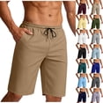 thumbnail image 1 of Bxsruta Men's Quick Dry Swim Trunks with Pockets Drawstring Waist Beach Shorts for Summer Casual Straight Leg Mid Rise, 1 of 8
