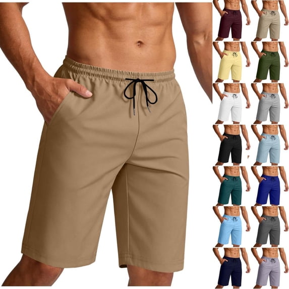 Bxsruta Men's Quick Dry Swim Trunks with Pockets Drawstring Waist Beach Shorts for Summer Casual Straight Leg Mid Rise