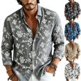 thumbnail image 1 of Bxsruta Men's Shirt Embroidered Long Sleeve Button Down Casual Vacation Tops, 1 of 6