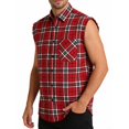 thumbnail image 1 of Bxsruta Men's Sleeveless Plaid Button Down Shirt Casual Frayed Edge Lapel Tank Top for Daily Wear, 1 of 8