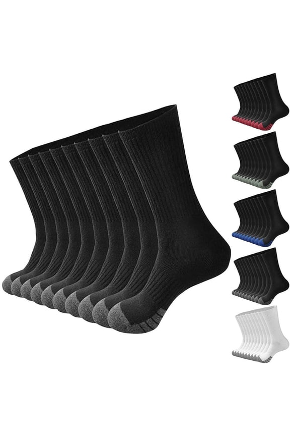 Men's Sweat Absorbing Breathable Running Socks Moisture Wicking Athletic Over The Calf Casual Socks for Sports 10 Pack