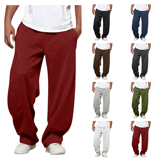 Bxsruta Men's Sweatpants Pants with Plus Size Deep Pockets 7/8 Stretch Ankle Sweatpants for Golf, Athletic, Lounge, Travel, Work for Golf, Athletic,Travel, Wine 2XL