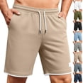 thumbnail image 1 of Bxsruta Men's Waffle Knit Drawstring Shorts with Pockets Casual Athletic Gym Shorts, 1 of 7