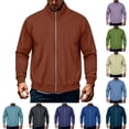 thumbnail image 1 of Bxsruta Mens Athletic Track Jacket Full Zip Workout Jacket Running Workout Sweatshirt Casual Outerwear, 1 of 7