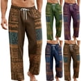 thumbnail image 1 of Bxsruta Mens Casual Pants Elastic Waist Boho Trousers Drawstring Loose Fit Summer Beach Lounge Pants, 1 of 4