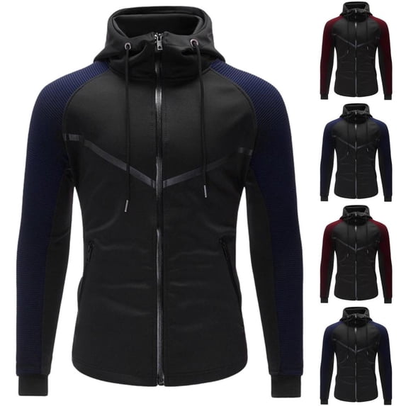 Bxsruta Mens Full Zip Hoodie Athletic Jacket Long Sleeve Workout Sweatshirt Activewear