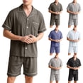 thumbnail image 1 of Bxsruta Mens Pajama Set Short Sleeve Button Down Shirt and Shorts Sleepwear Lounge Set, 1 of 5