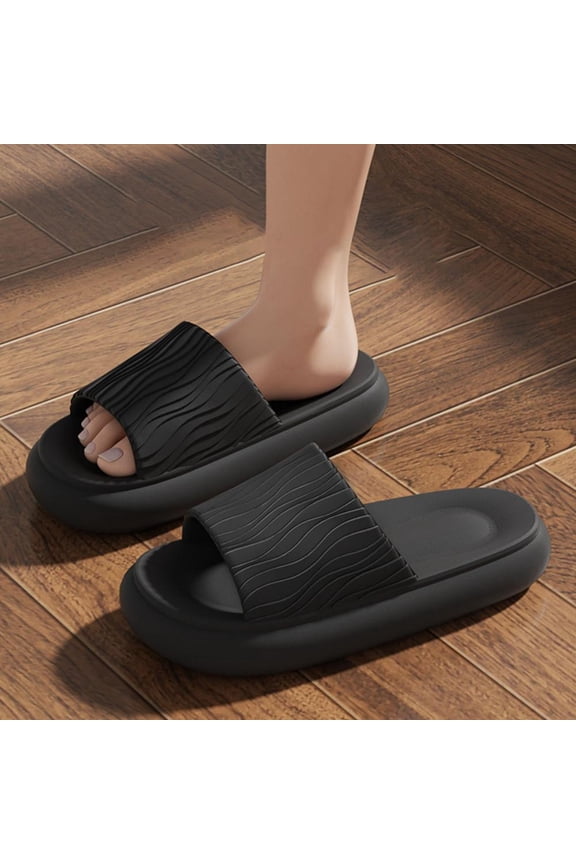Oversized Wave-Patterned House Slippers, High-Density Sole for Extended Wear Comfort in Bathroom/Kitchen
