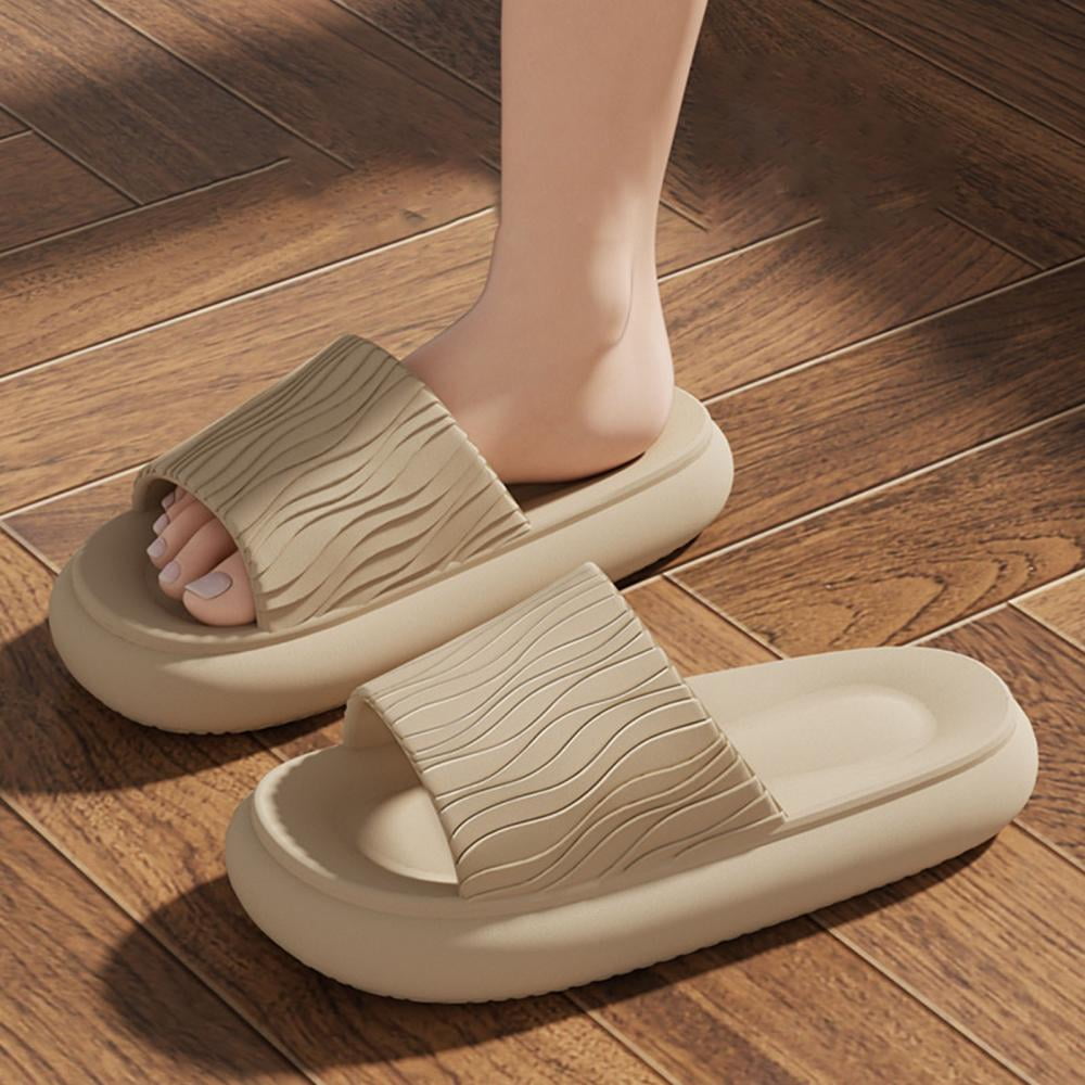 Bxsruta Oversized Wave-Patterned House Slippers, High-Density Sole