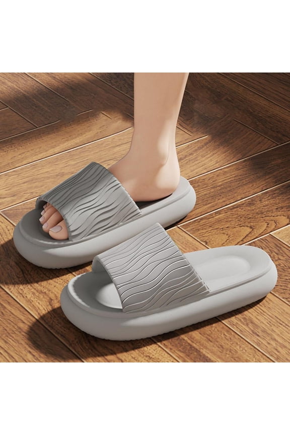 Oversized Wave-Patterned House Slippers, High-Density Sole for Extended Wear Comfort in Bathroom/Kitchen