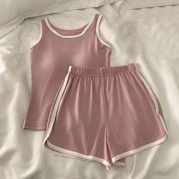 Bxsruta Pajamas Set for Women, Women's Round Neck Tops and Short Pants Pajamas Sets, Fashion Casual Sleepwear Suit for Relaxed Daily Wear and Home Use