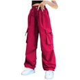 thumbnail image 1 of Bxsruta Pants for Kids, Girls Wide-Leg Street Pants High Waist Elastic Comfort Lounge Casual Chic Bottoms, 1 of 6
