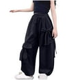 thumbnail image 1 of Bxsruta Pants for Kids, Ribbon Detail Pants for Girls, Lightweight Wide Leg Casual Bottoms, 1 of 7