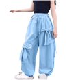 thumbnail image 1 of Bxsruta Pants for Kids, Ribbon Detail Pants for Girls, Lightweight Wide Leg Casual Bottoms, 1 of 6