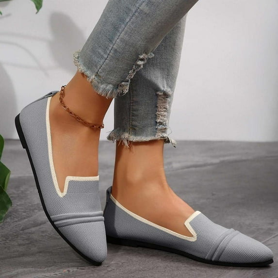 Bxsruta Pointed-Toe Slip-Resistant Flats, Breathable Casual Shoes for Women, Spring/Summer Outdoor Comfort Footwear
