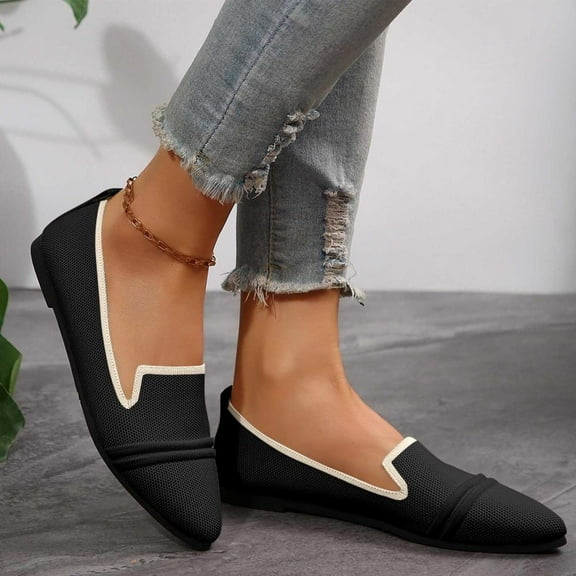 Bxsruta Pointed-Toe Slip-Resistant Flats, Breathable Casual Shoes for Women, Spring/Summer Outdoor Comfort Footwear