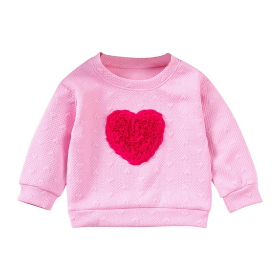 Bxsruta Pullover for Kids, Girls' Round Neck Sweatshirt with Embroidered Rose Design, Long Sleeve Fleece Lined Pullover