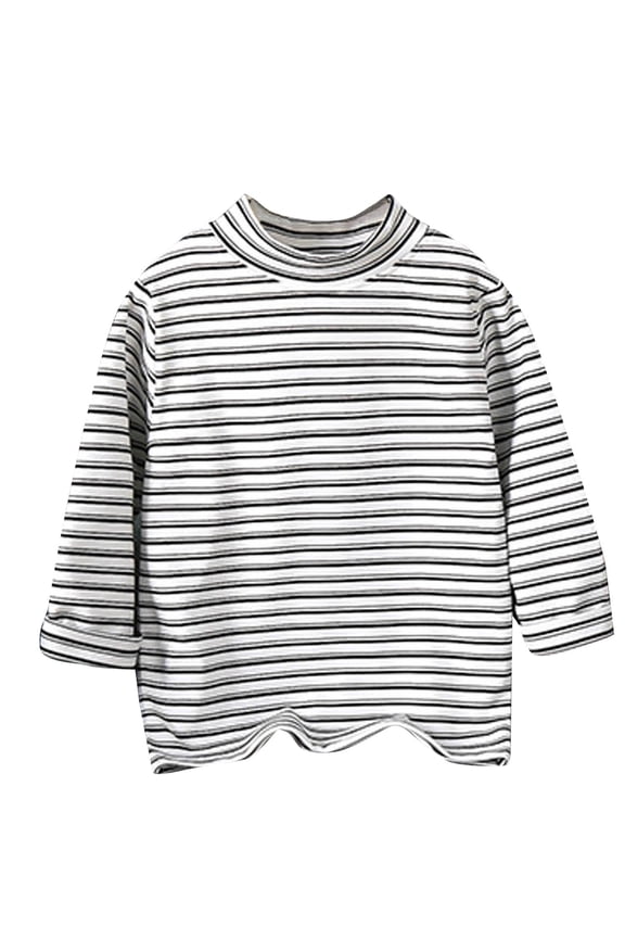 Girls Striped Thermal Pullover for Kids Ages 1-13, Taped Seam Base Layer, Mid-Weight Winter Top for Layering and Play