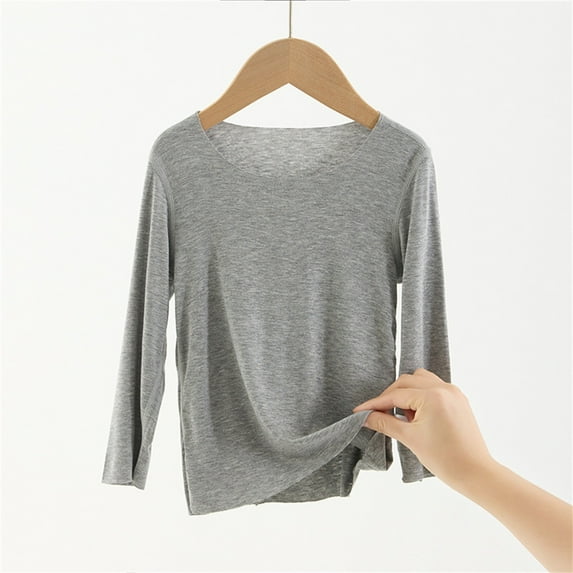 Bxsruta Pullover for Kids, Unisex Children's Long Sleeve Round Neck Base Shirt, Lightweight Polyester-Spandex Top