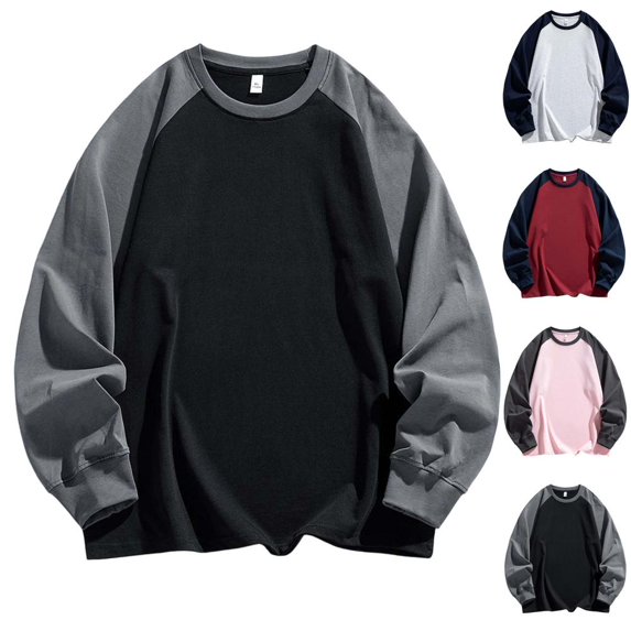 Bxsruta Raglan Long Sleeve T Shirt Crew Neck Relaxed Fit Basic Tee for Casual Everyday Wear