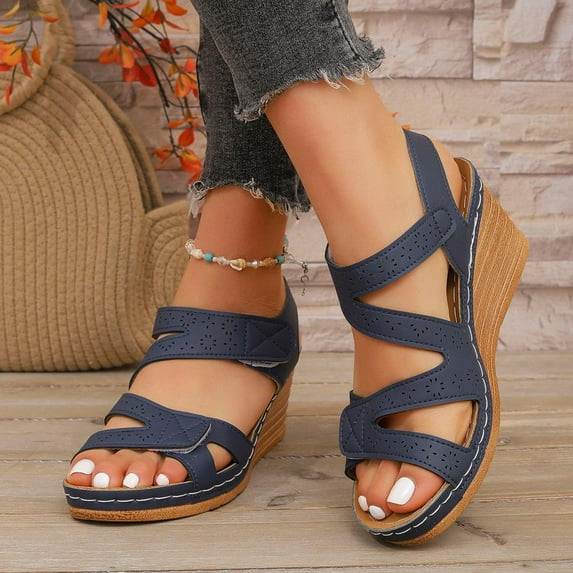 Bxsruta Round-Toe Beach Sandals with Contoured Footbed, Women's Non-Slip Summer Shoes for Casual Outings & Swimwear Pairing