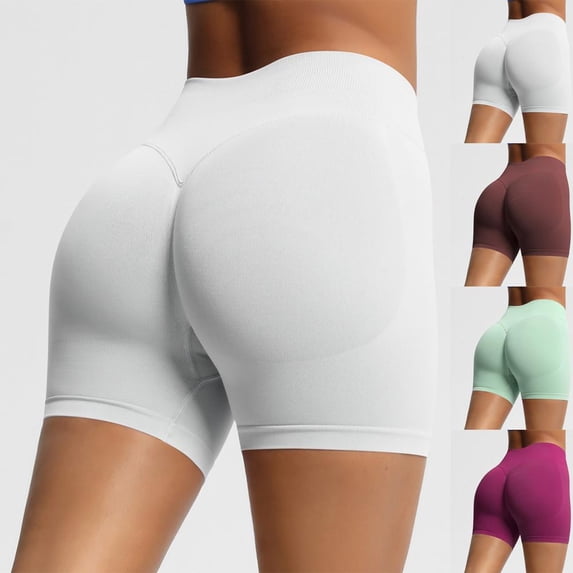 Bxsruta Seamless High Waisted Biker Shorts for Women Nylon Spandex Compression Workout Shorts
