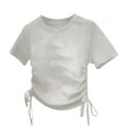 thumbnail image 1 of Bxsruta Shirts for Kids, Adjustable Drawstring Waist Girls' Top, Cropped Casual Tee, 1 of 5