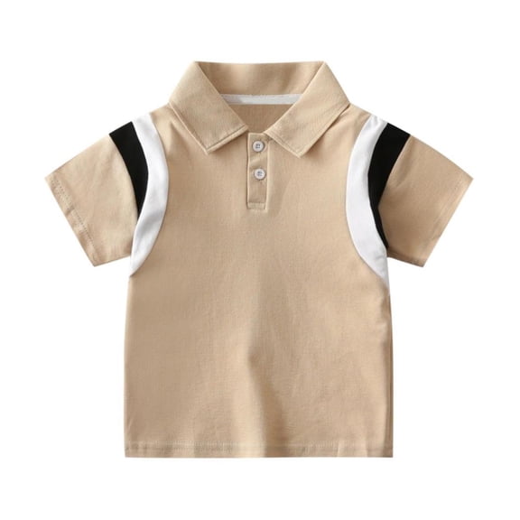Bxsruta Shirts for Kids, Children's Block Design Collared Button-Up Shirt, Polyester Casual Top with Short Sleeves