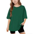 thumbnail image 1 of Bxsruta Shirts for Kids, Children's Oversized Basic Crewneck Tee, Relaxed Fit Unisex Casual T-Shirt, 1 of 8