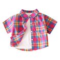 thumbnail image 1 of Bxsruta Shirts for Kids, Classic Button Down Collar Checkered Short Sleeve Shirt, Fashionable Casual Cotton Blend Top, 1 of 4
