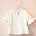 thumbnail image 1 of Bxsruta Shirts for Kids, Girls' Lace Trim Short Sleeve Blouse, Delicate Crewneck Casual Top, Soft Cotton Comfort Wear, 1 of 7