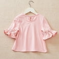thumbnail image 1 of Bxsruta Shirts for Kids, Girls' Lace Trim Short Sleeve Blouse, Delicate Crewneck Casual Top, Soft Cotton Comfort Wear, 1 of 7