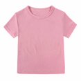 thumbnail image 1 of Bxsruta Shirts for Kids, Solid Color Round Neck Short Sleeve Soft Blend T-Shirt, Comfort Stretch Fabric Loose Fit Casual Top, 1 of 8