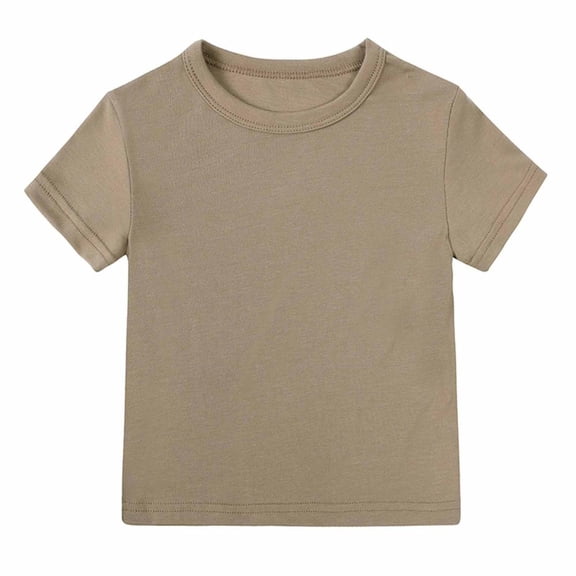 Bxsruta Shirts for Kids, Solid Color Round Neck Short Sleeve Soft Blend T-Shirt, Comfort Stretch Fabric Loose Fit Casual Top
