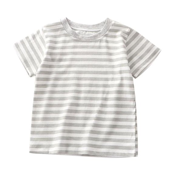 Bxsruta Shirts for Kids, Stripe Knit Short Sleeve Top, Round Neck Casual Blouse