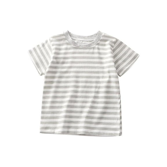 Bxsruta Shirts for Kids, Stripe Knit Short Sleeve Top, Round Neck Casual Blouse