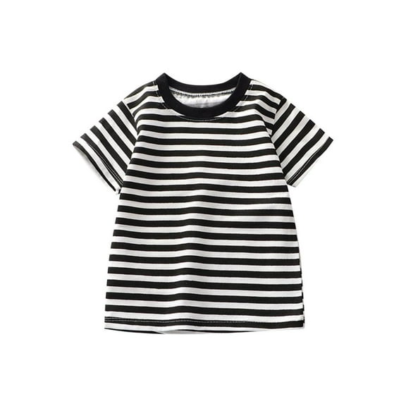 Bxsruta Shirts for Kids, Stripe Knit Short Sleeve Top, Round Neck Casual Blouse