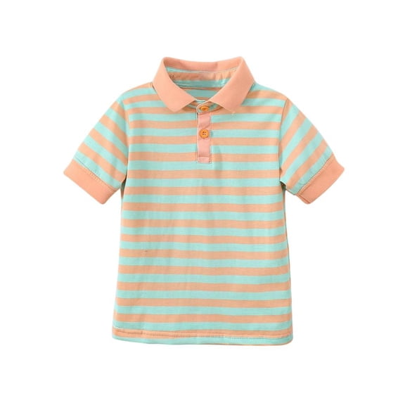 Bxsruta Shirts for Kids, Striped Lapel Kids Short Sleeve Top, Collar Casual Blouse, Cotton Blend Fashionable Tee Shirt