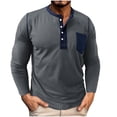thumbnail image 1 of Bxsruta Shirts for Men, Men's Breathable Pullover Blouse Long Sleeve Round Neck Solid Pocket Casual Top, 1 of 7