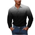 thumbnail image 1 of Bxsruta Shirts for Men, Men's Casual Gradient Print Workwear Style Button Down Long Sleeve Shirt Featuring Double Utility Chest Pockets & Turn Collar, 1 of 6