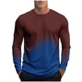 thumbnail image 1 of Bxsruta Shirts for Men, Men's Gradient Print Long Sleeve Crew Neck Shirt, Polyester Athletic Top, 1 of 6