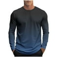 thumbnail image 1 of Bxsruta Shirts for Men, Men's Gradient Print Long Sleeve Round Neck Blouse, Stretch Polyester Casual Shirt, 1 of 6