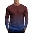 thumbnail image 1 of Bxsruta Shirts for Men, Men's Gradient Print Long Sleeve Round Neck Blouse, Stretch Polyester Casual Shirt, 1 of 6